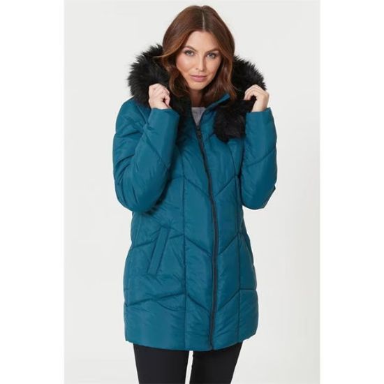 Picture of Be You You Teal Chevron Midi Padded Coat