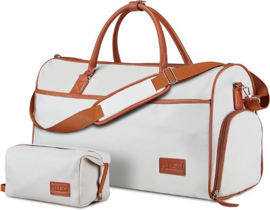 Picture of Weekender Travel Bag for Women - Duffle Bag with Shoe Compartment, White