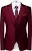 Picture of Suits 3 Piece Slim Fit Single Breasted Two Button Wedding Tuxedo Suit, Burgundy