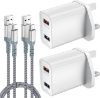 Picture of 2 Pack Quick 3.0 Fast Charger Plugs + 6FT USB C Cables