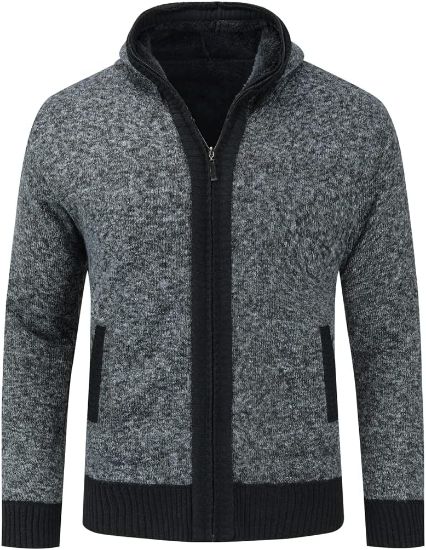 Picture of Sliktaa Men Casual Cardigan Hoodies Full Zipper Knitted