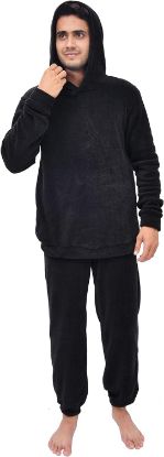 Picture of Sleepdown Men's Coral Fleece Hoodie and Jogger Loungewear Set (Size L)