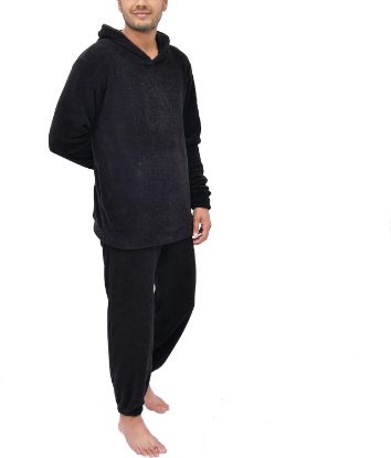 Picture of Sleepdown Men's Coral Fleece Hoodie and Jogger Loungewear Set (Size M)