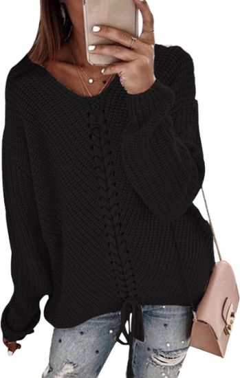 Picture of Hormtaer Women's Winter v Neck Casual Knitted Jumper