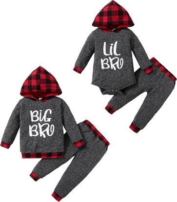 Picture of Hinzonek Baby Boys Big Little Brother Matching Outfits Hoodie