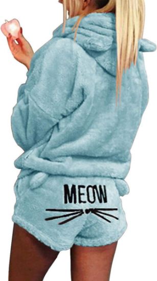 Picture of 2pcs Women Cat Pajamas - Sky Blue