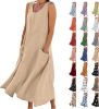 Picture of LUSHAasd Linen Dresses for Women UK 2024 Comfort Sundress