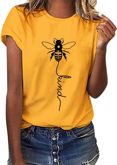 Picture of Voqeen Bee Kind T-Shirt Casual round Neck Short