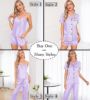 Picture of SWOMOG Womens 7pcs Silk Satin Pyjama Set