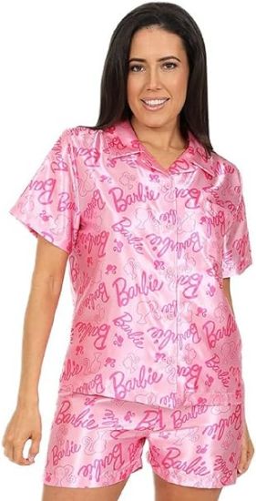 Picture of Barbie Ladies Short Satin Pyjama Set Sizes 12-14/14-16