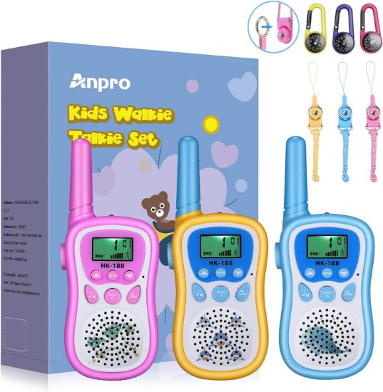 Picture of Anpro 3-Pieces Walkie Talkies for Kids (Pink&Blue&Yellow)