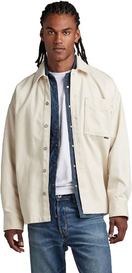 Picture of  RAW Men's Unisex Boxy Fit Shirt Overshirts | Beige