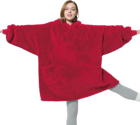 Picture of Bedsure Oversized Wearable Blanket Hoodie, Red, 95 X 85 Cm