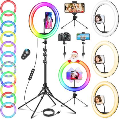 Picture of 12'' Ring Light with Tripod Stand & Phone Holder Tall 177cm/70''