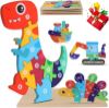 Picture of 4 Pack Wooden Puzzle Wooden Dinosaur Jigsaw Number Toys