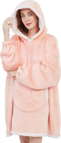 Picture of Viviland Soft Warm Hoodie Sherpa Blanket (Pink)